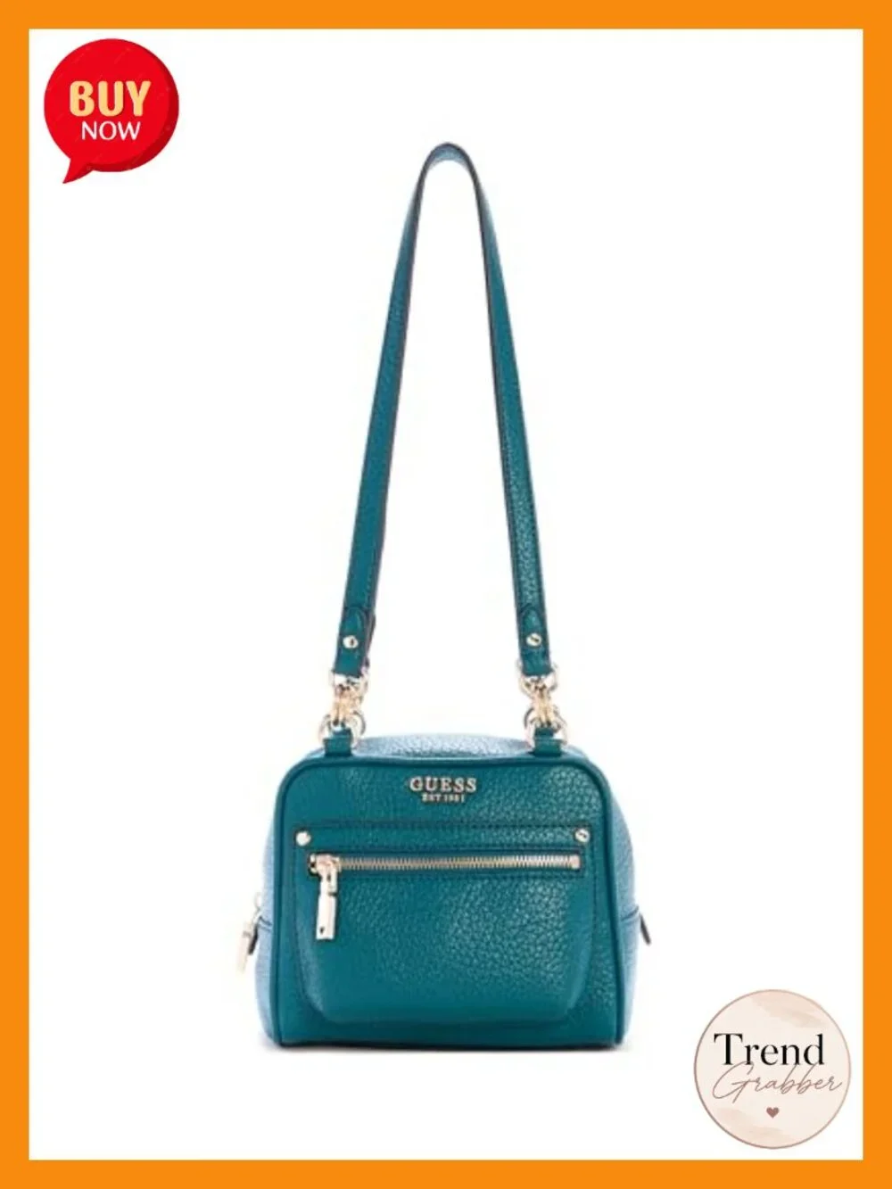 Polyurethane Shoulder Bag with Zip Closure and Pockets